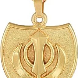 Gold plated Sikh Sardar Khalsa Shield Khanda chain pendant Punjabi-image-7
