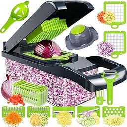 Tocexy Multifunctional Vegetable Chopper,16 in 1 Food Chopper,Veggie Chopper with Container,Pro Onion Chopper,Potato Slicer,Kitchen Cutter Slicer Dice,-image-84