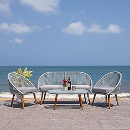 DRX 4 Seater Sofa and Center Table for Patio, Balcony, Poolside, Garden || Rope Furniture Set || Outdoor & Indoor Furniture Set (Grey)-image-39