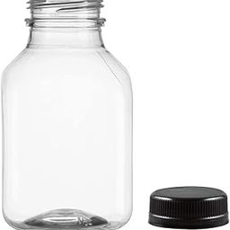 Glownary Plastic Juice Bottles with Caps Reusable Juice Containers with Tamper Proof Lids Black, Clear Juice Bottles for Juicing, Milk, Smoothie, Drinking, and Other Beverages Christmas Gifts (20)-image-58