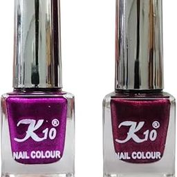 K10 Nail Polish| Metallic Finish Nail Paint|Quick Drying| Non UV Polish - Gel Finish |Chip Resistant Long-Lasting Multicolor Nail paint for Women and Girls| Dark Pink and Maroon| Set of 2| (12ml each)-image-75