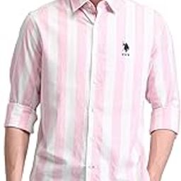 US Polo Ass. Mens White Checked Button Down Long Sleeve Casual Cotton Regular 1621 Men's Casual Shirts (UDSHT1441_White_48)-image-2