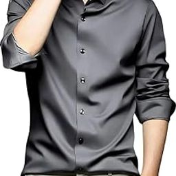 Men's Regular Fit Stylish Solid Satin Casual Shirt for Men Full Sleeve-image-71