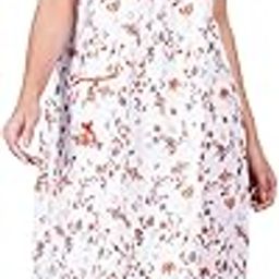 Woman's Short Sleeve Calf Length Pure Cotton Nighty Nightdress Orange-image-97