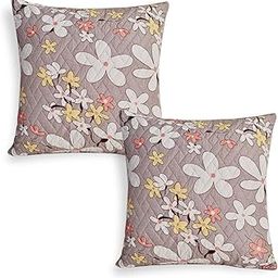 HOKIPO Printed Quilted Sofa Cushion Cover 16x16 Inches, Set of 2, Pastel Brown Sandwort Flower (IN-819-D1*2)-image-25
