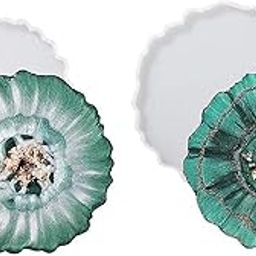 SNOOGG Pack of 4 inch / 2 Piece Agate Shape Mould Epoxy Resin Casting Moulds for Making and DY Coaster, Cups Mats, Photo Display, Mantra Frame,Home Decoration and More.-image-1