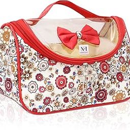 Women's PVC and Girl's Floral Print Stylish Pouches for Travel Makeup Accessories; Cosmetic Toiletry Bag-38