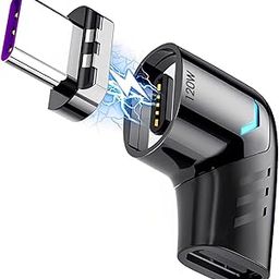 Verilux® Type C Adapter Right Angle Magnetic 90 Degree USB C Adapter Type C Connector with PD 120W Fast Charge, 480Mbps Data Transfer for MacBook Pro/Air and USB C Smartphone, Laptop, Tablet Black-22