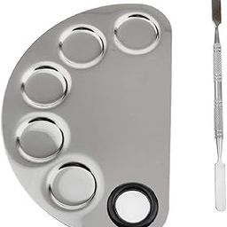 Solal Stainless Steel Cosmetic Makeup Mixing Palette with Spatula Tool (Silver) - (Pack of 1)-6