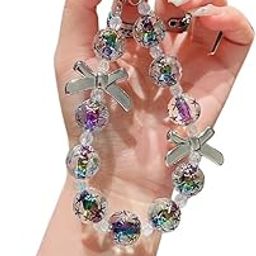 Cloud Buzz Crystal Beaded Bracelet with Bow Phones Charms, Multi-Color Glass Beads, Fashion Jewelry-Compitable with all Phones-picture-25