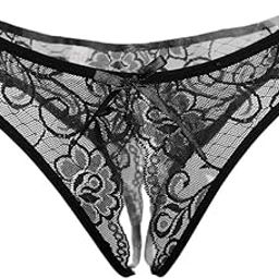 Womens Floral Lace Thong Underwear Crotchless Panties Lingerie Black-image-42