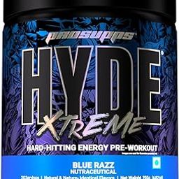 PS PROSUPPS Hyde Xtreme- Hard Hitting Energy Pre Workout Supplement | Caffeine, Beta-Alanine, Creatine Hcl, L-Arginine | For Muscle Pump, Vascularity|30 Servings (Blue Razz), Powder, 195 grams-10