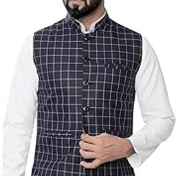 Clcik One Ethnic Checkerd Nehru Jacket For Men's-picture-43