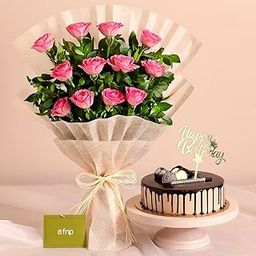 Fnp Birthday Bliss Roses And Cake-image-19