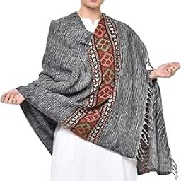 Women's Wool Shawl (SH2-300- Grey_Large)-14