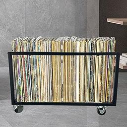 UJEAVETTE Vinyl Record Storage Organizer on Wheels 19.7x14x12.3inch Sturdy Vinyl Stand-image-49