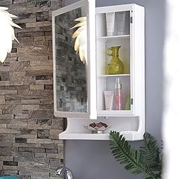 PARASNATH Premium New Look White Mirror Cabinet with Secure Storage and Integrated Toothbrush Holder, Durable Plastic Build for Clutter-Free Bathrooms - 6 Year Manufacturer Warranty - Made in India-image-1