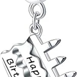 Milestones 16,18, 21,30, 40, 50, 60 Birthday Charms, Dangle 18K Golden Number Heart Shaped Pendant with Birthstones CZ, for Women/Men and Boys/Girls-image-91