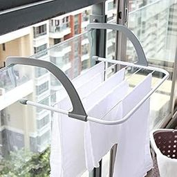 KYORAS SKY Steel and Plastic Foldable Balcony Window Laundry Hanger Clothes Drying Stand for Clothing, Socks, Shoes Rack and Plant Holder-image-39