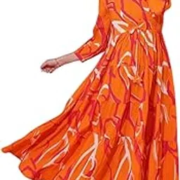 sheetal associates Women's Casual 3/4 Sleeve Crepe Fit and Flare Dress| Comfortable Relaxed Fit Summer Party Dress-picture-29
