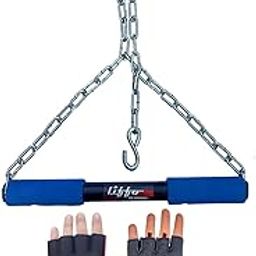 Liffo® Pull Up Bar Hanging Rod For Height Increase For Kids,Adult With Weight Lifting Gloves (4FT) Blue-picture-15