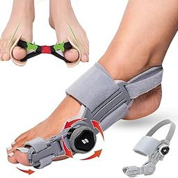 QualiTrue Toe Separator | Improves Foot Alignment & Relieves Big Toe Pain | Orthopedic Toe Straightener Separator Bunion thumb Corrector | Adjustable Rotating Knob, Universal Fit (for both Left/Right Feet) | Free Exerciser (Bunion Corrector + Toe Exerciser)-picture-0