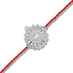 Multicolor Floral Rakhi for Brother |Mandala Design with Stones on Tricolor Thread (PARA1100832PR)-image-2