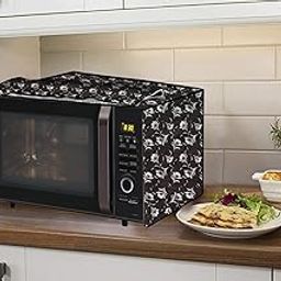 Da Anushi Full Closure Microwave Oven Top Cover for PANASONIC 27L N-CT645BFDG Convection Microwave Oven with PVC Attractive Digital Prints/Dustproof/Water Resistant-Grey White Flower-picture-20