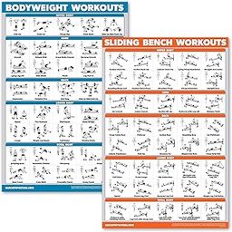 QuickFit 2 Pack - Sliding Bench Workouts & Bodyweight Exercise Poster Set - Set of Two (Laminated, 18" x 27")-image-76