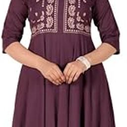Purple Anarkali Kurta for Women | Linen Cotton Kurta for Ladies | Solid Women's Kurta | Women Kurta for Office or Casual Wear [TP2315T-57] 8XL Size-image-3