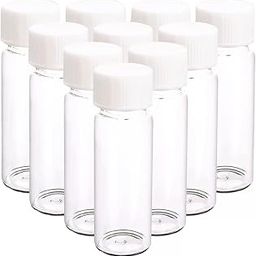 ACRAFTGURU 20ml Clear Glass Bottles Vial white Screw Caps 10pcs Ideal for Cosmetic, Medicine, Reagent, and Chemical Laboratory dry powder leafs Capacity 20ml(Pack of 10)-14