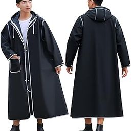 allextreme Unisex Rain Coat 370GSM with Universal Hooded Full Sleeves Water Resistant Lightweight Outdoor Bike Raincoat for Men & Women Camping Hiking and Travelling (2XL, Black)-picture-6