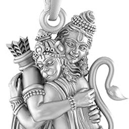 Sterling Silver (92.5% purity) God Ram Bhakat Hanuman Pendant for Men & Women Pure Silver Bhagwan Shri Ram and Hanuman Locket for Good Health & Wealth-image-97