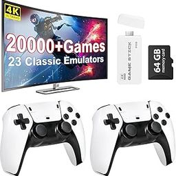New 2025 Edition 4K TV HDMI Port Gaming Wireless Video Games for TV Gaming Retro Gaming Console with Wireless Game Console with 20,000+ Retro Games, 9 Emulators, 2 Controllers, 64G Inbuilt Card 09-28