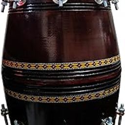 18 Inch Size Mango Wooden Dholak Indian Folk Musical Instrument With Cover and Tuning Key (Brown Color)-image-79