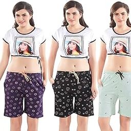 Women's Cotton Shorts | Regular Fit Bermuda with Pockets | Soft Stretch Bottomwear | Gym Shorts for Women Workout |-picture-2