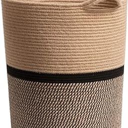 RUGSZONE® Wicker Laundry Hamper Tall Laundry Basket for Blankets, Clothes, Toys, Woven Storage Basket for Living Room, Wicker Basket for Gifts, 17.8" x 15.8" x 13.8" (JUTE)-image-97