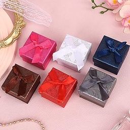 HOME ELEMENTS 6Pcs Luxury Jewellery Gift Box Set with Lids & Bows, Jewellery Display Cases, Bowknot Gift Box, Decorative Present Boxes for Necklace, Ring, Bracelet, Earrings (6 Colour,5x5x3.5cm)-image-40