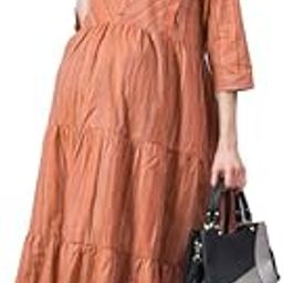 Cotton Grey/Black Maternity Dresses for Women with Feeding Zip - Floral Breastfeeding Maternity Gown Kurti for Pregnant Women - Nursing Pre and Post Pregnancy Wear(GreyBLack)-image-13