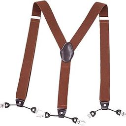 Mens Y-Back Adjustable Elastic Suspenders 6 Clip-on Braces Belt Brown | Clothing Shoes & Accessories | Mens Accessories | Suspenders Braces-image-41