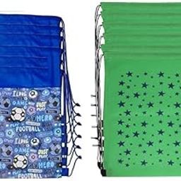 Demoda Star and Football Themed Drawstring Return Gift Bag Set of 12 for Kids Birthday Party- Adorable Dori Sack Bags for Boys Girls-image-87