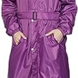 amazon brand - symactive Amazon Brand – Symactive Polyester Long Raincoat with Hood & Waist Belt for Women | Double Layered Waterproof | Seam-Sealed, High Neck | Size XL | Purple-picture-15