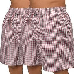 Striker Men's 100% Relaxed Fit Cotton Printed Boxer Shorts with Side Pockets-28