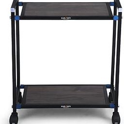Kansush Essentials Metal And Wooden Battery Inverter Trolley/Stand With 2.5 Inch Wheels For Home And Office Cabinet Shelf With 2 Lockable Wheels And Free Tools (Brown)-picture-25