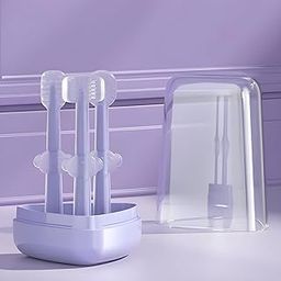 Fennec Mart 3 in 1 Baby Toothbrush Kit Premium Silicone Training Brush Set with Travel Case for Oral Hygiene-5
