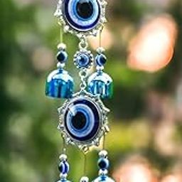 5 Bell Evil Eye Metal Wind Chime – Vastu & Good Luck Charm for Home, Car Hanging Items, Windchimes for Home Decor, Perfect for Indoor & Outdoor Spaces-image-100