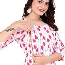 Tree Leaf Printed Women's Maternity Feeding Zip Ethnic Kurti-94
