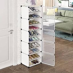 Shoe Rack Portable Shoe Rack Organizer 30 Pair Tower Shelf Storage Cabinet Stand Expandable for Heels, Boots, Slippers, 10 Tier (Double 10 Shelves, White, Plastic)-picture-27