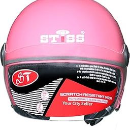 STISS Strong and Durable Stylish Full Face Scooty and Motorbike Helmet || Scratch Resistance and Silicone Glass Protection (Pink)-31