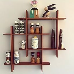 Wooden Wall Mount Floating Rack Shelves Wall Bracket Cabinet for Home Decoration Living Room Kitchen Rack Bedroom Office Display Unit Storage Intersecting Shelf-picture-19